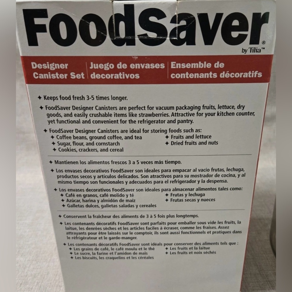 NIP Foodsaver 3pc Vacuum Seal Designer Canister Set (1-3/4qt, 1-1.5qt, 1-2.5qt) - Picture 8 of 10